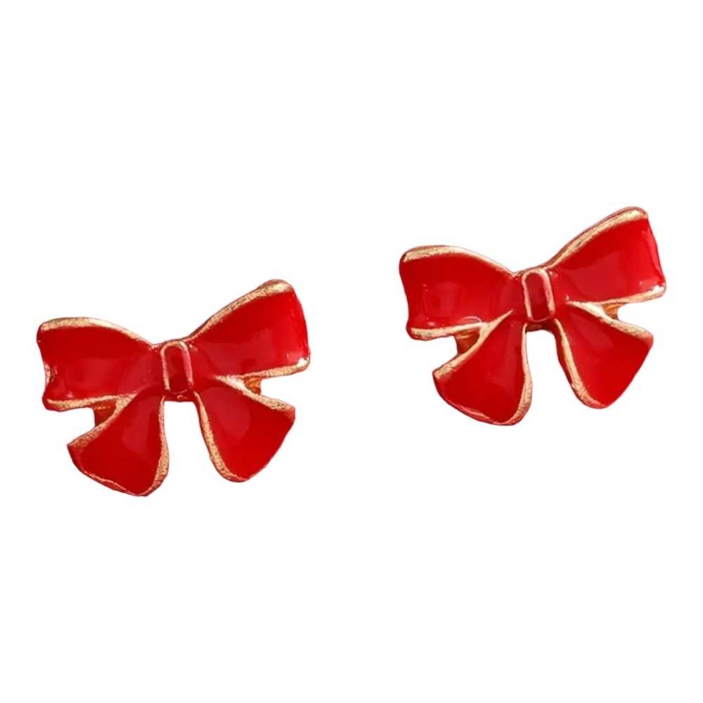 🌼 Classic Red Bow Gold tone Trim and back